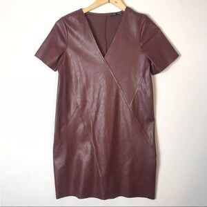 Zara faux leather Burgundy shift dress